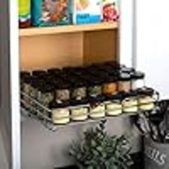 Pull Out Cabinet Organizer Chrome 14” x 10” Spice Rack Shelf - Picture 1 of 3